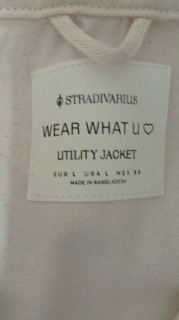 l Beden beyaz Renk Stradivariuw çok cepli oversize ceket parka