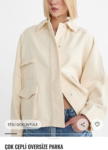Stradivariuw çok cepli oversize ceket parka