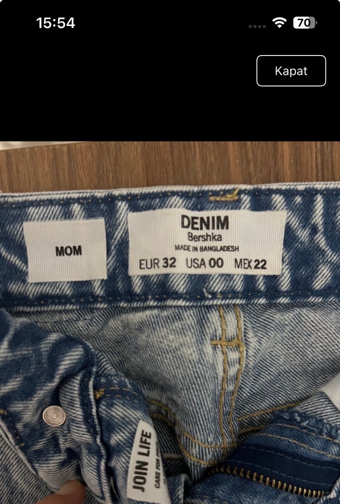 Düğmeli Gri Mavi Kadın Denim Pantolon - Görsel 4