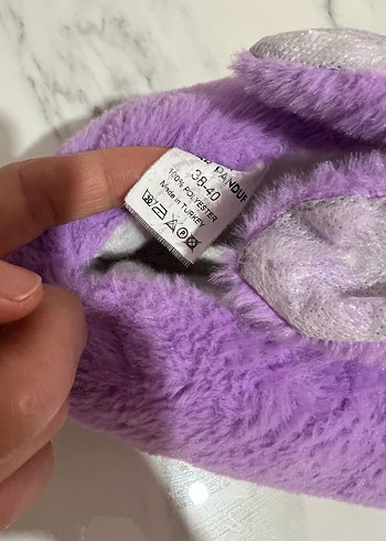 Mor Kadın Çocuk Sıcak Terlik Velcro - Görsel 2