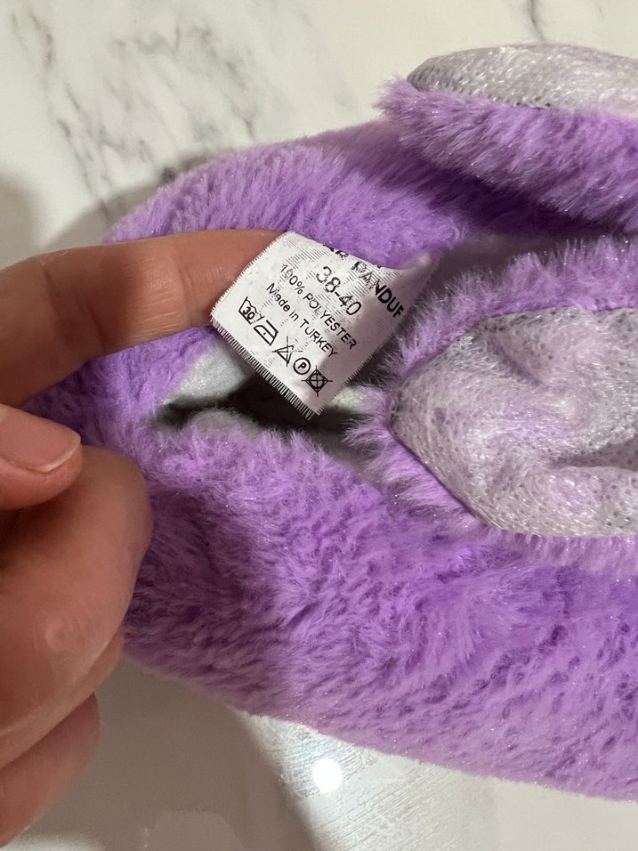 Mor Kadın Çocuk Sıcak Terlik Velcro - Görsel 2