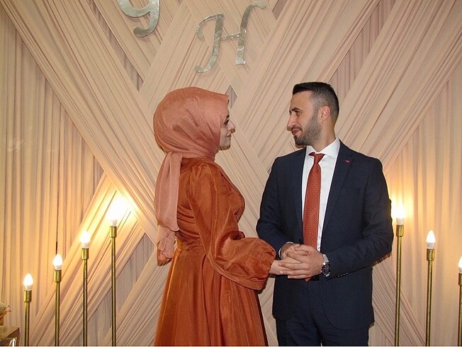l Beden turuncu Renk Abiye elbise
