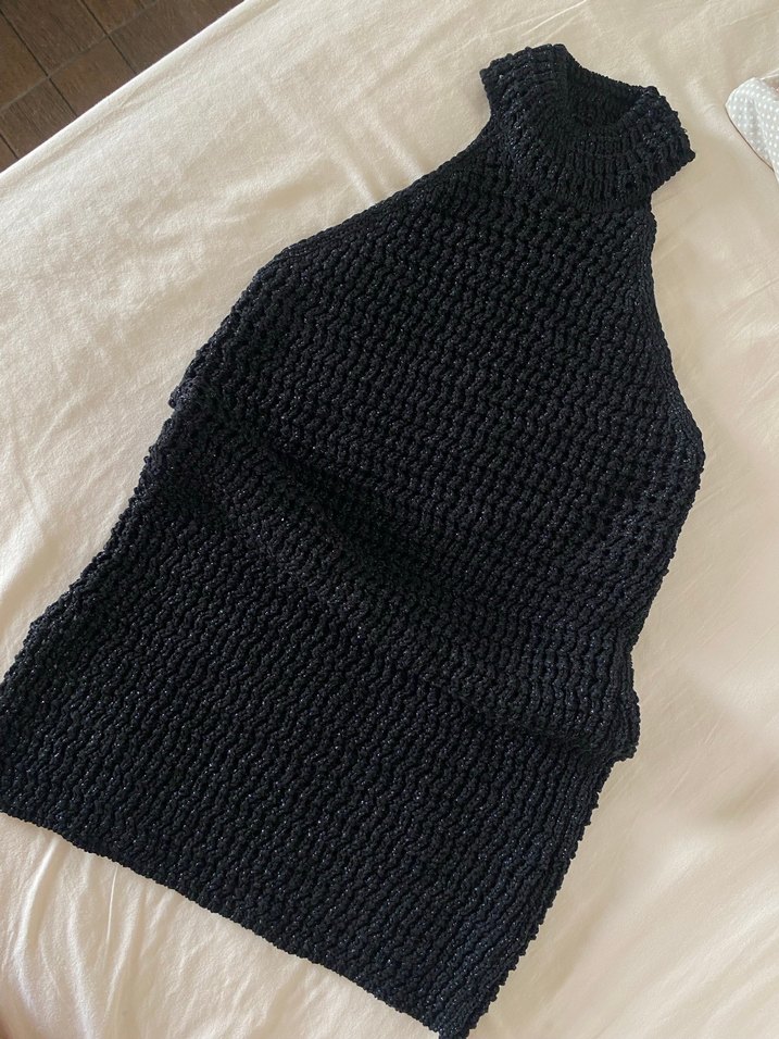 MANGO Siyah Örgü Kolsuz mini Elbise - Görsel 2