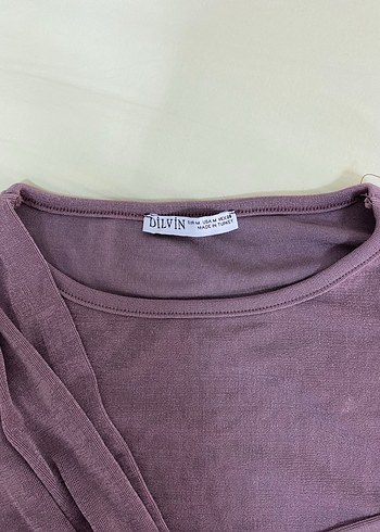 Mor Drapeli Uzun Kollu simli Bluz - Görsel 2