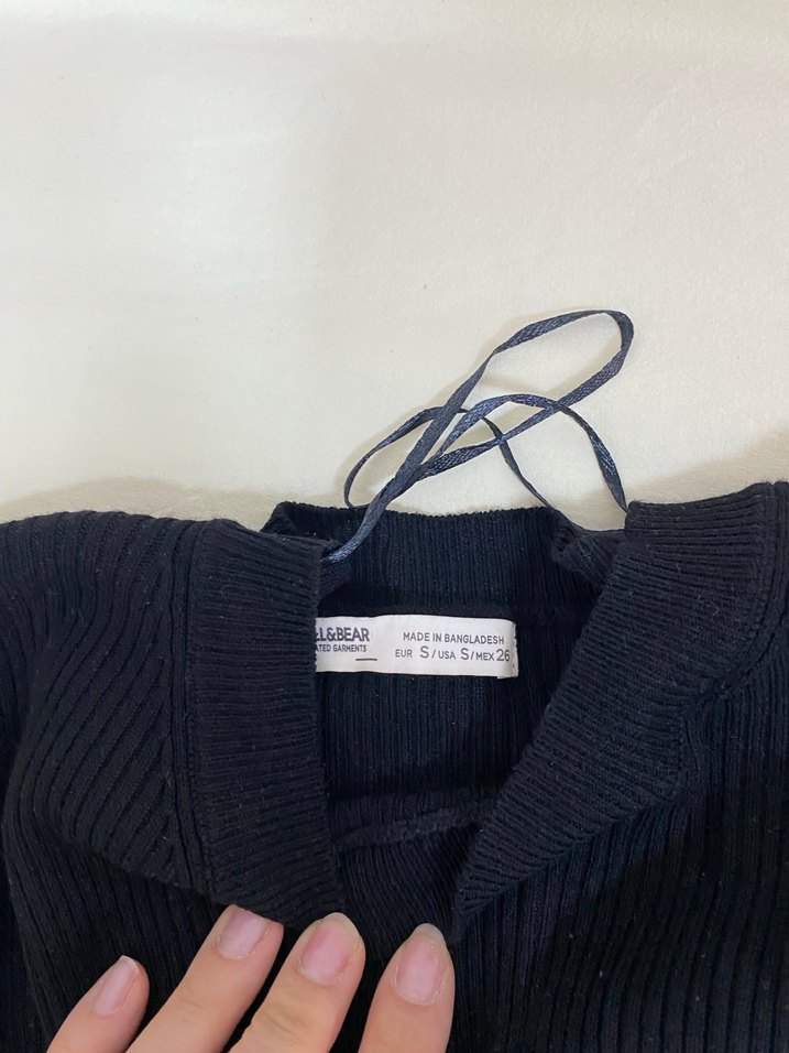 Uzun Kollu Siyah Mini Elbise - Görsel 2