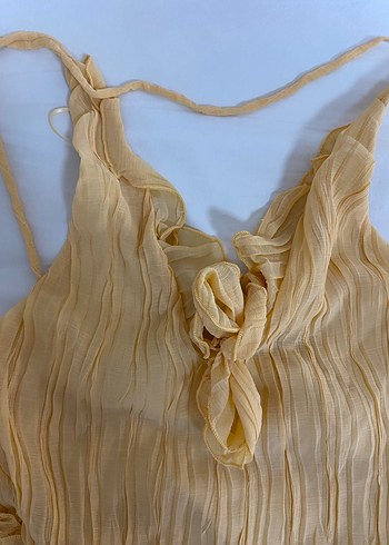 Sarı Fırfırlı Mini Elbise - Görsel 2