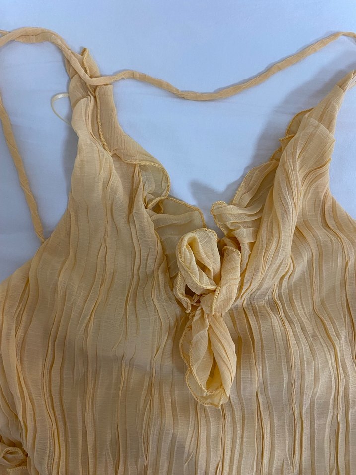 Sarı Fırfırlı Mini Elbise - Görsel 2