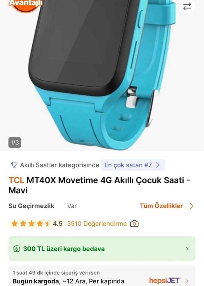 TCL MT40X Movetime 4G Akıllı Çocuk Saati - Mavi - Görsel 2