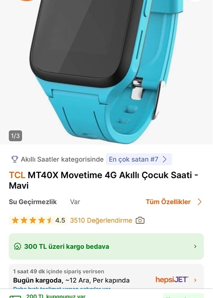 TCL MT40X Movetime 4G Akıllı Çocuk Saati - Mavi - Görsel 3
