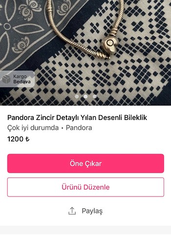 Pandora Zincir Detaylı Yılan Desenli Bileklik