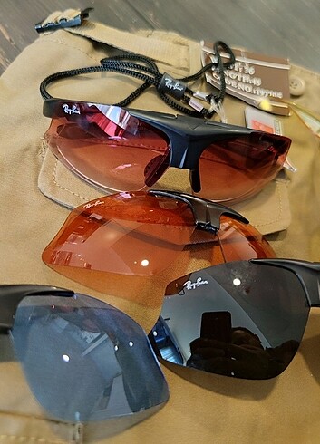 Ray-Ban taktik spor gözlüğü, 5 adet yedek gözlüğü, orijinal çant