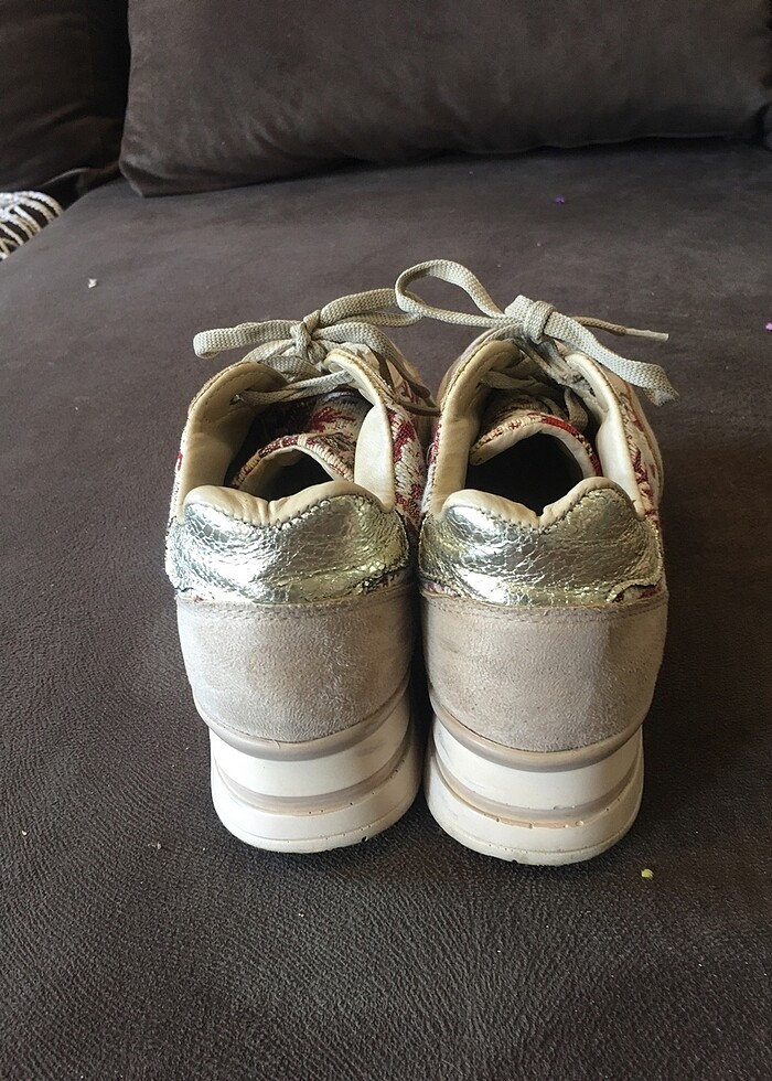 ELLE SÜET DERİ İŞLEMELİ KUMAŞ DETAYLI BAĞCIKLI AYAKKABI - Görsel 5