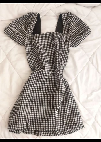 Zara Drapeli Kareli Mini Elbise