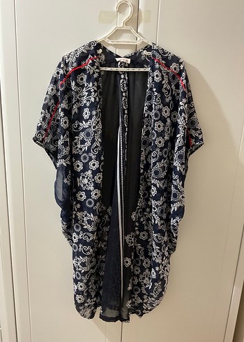 Penti Bohem Tarzı Uzun Lacivert Kadın Kimono