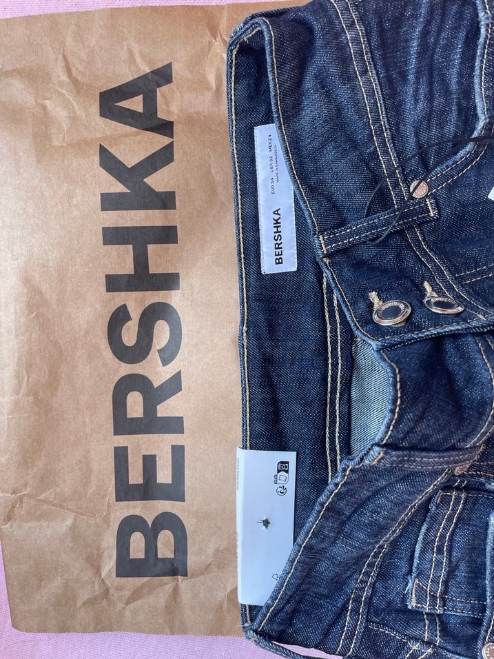 Bershka Kadın Koyu Mavi Kot şort Etek - Görsel 2