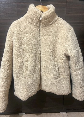 Diğer Bej Peluş Yüksek Yaka Kadın Ceket