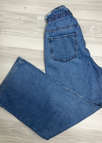 38 Beden Kadın Bağlamalı Bol Kesim Midi Kot Pantolon