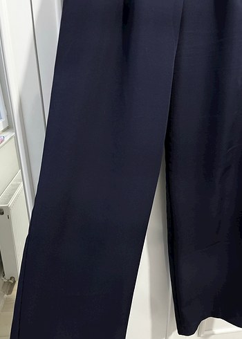 Lacivert Pilili Kadın Kumaş Pantolon - Görsel 2