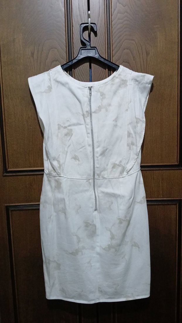 Beyaz Kolsuz Kot Elbise - Görsel 4