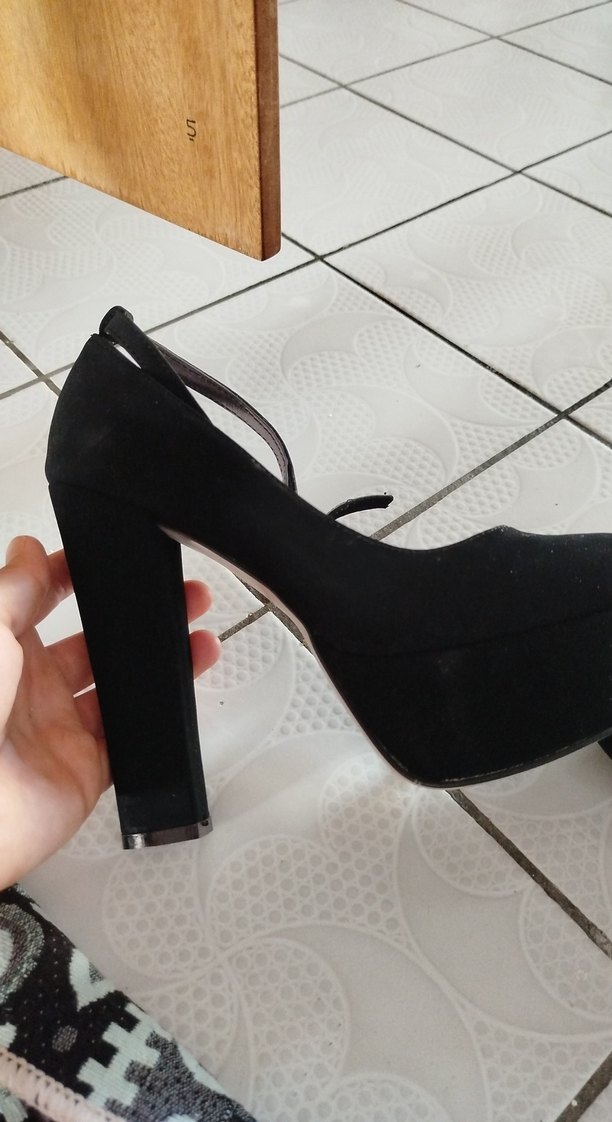 siyah kadife Kadın Platform Topuklu - Görsel 2