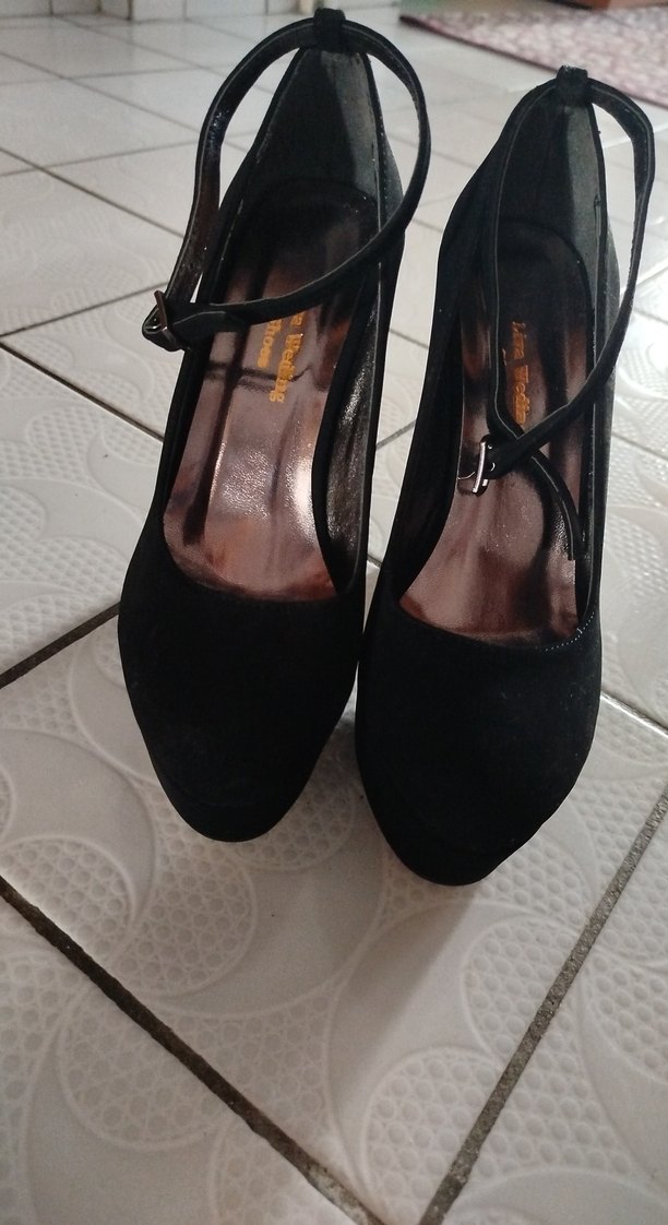 siyah kadife Kadın Platform Topuklu - Görsel 4