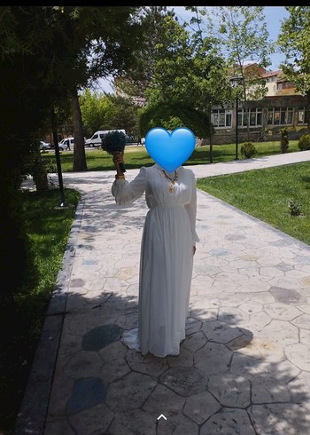 beyaz şifon nikah elbisesi - Görsel 2