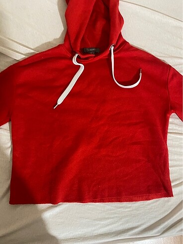 kadın kırmızı crop sweatshirt