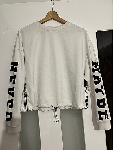 Beyaz beli büzgülü sweat