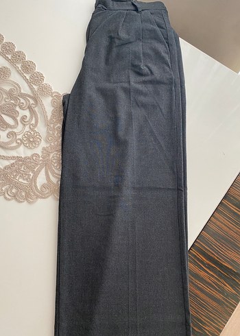 38 Beden Düğmeli Gri Kumaş Kadın Pantolon