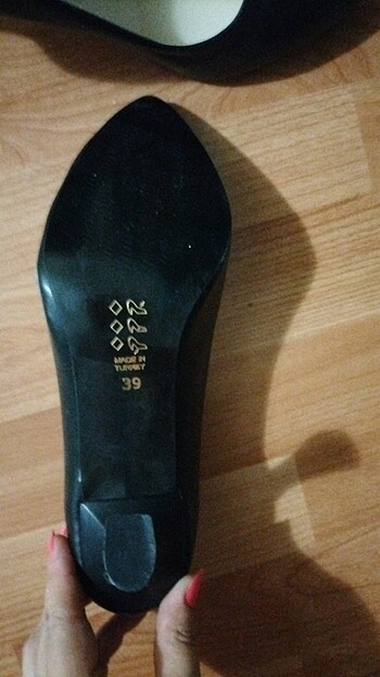 39 Beden Olba siyah cilt stiletto ayakkabı