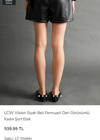 LCW Vision Siyah Deri Görünümlü Mini Şort - Görsel 6