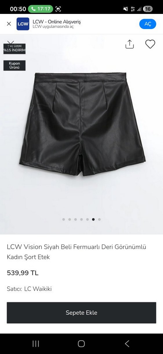 LCW Vision Siyah Deri Görünümlü Mini Şort - Görsel 2