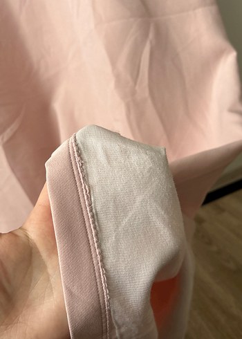 38 Beden pembe Renk Toz Pembe Salaş Uzun Elbise yuvarlak Yaka
