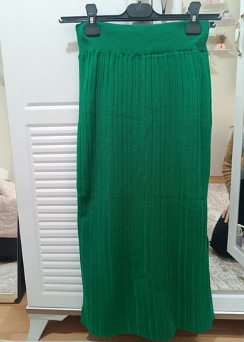 Yeşil Kolsuz Mini Triko Elbise alt üst takım - Görsel 2