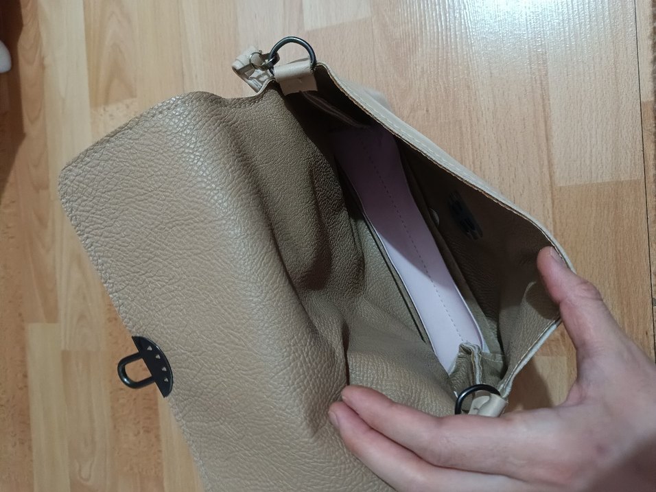 Bej Deri Kadın askılı kol Çantası - Görsel 2