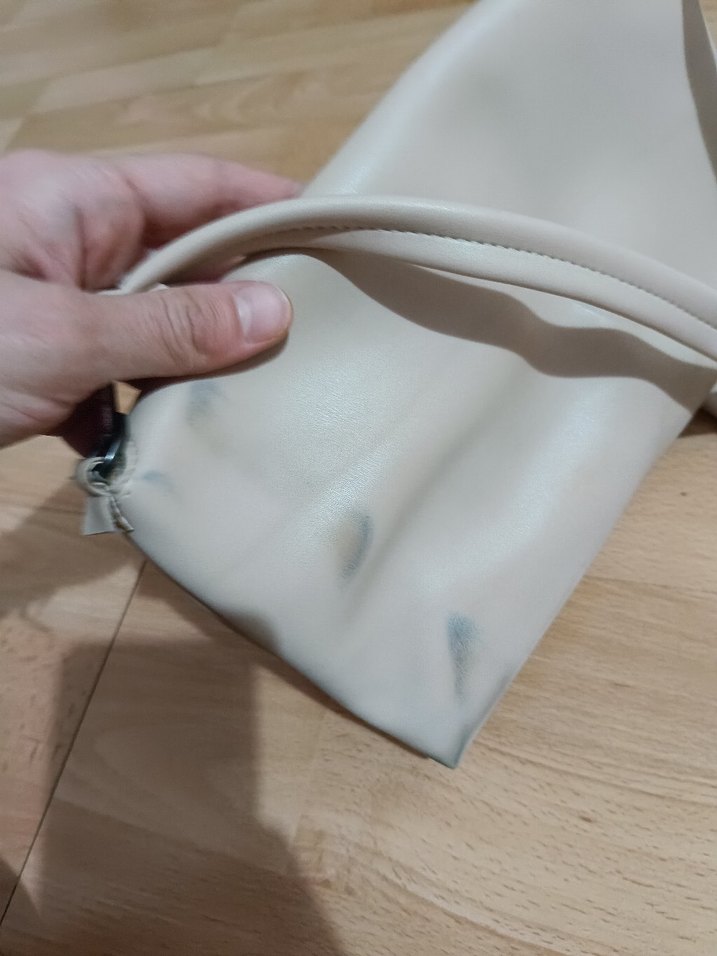 Bej Deri Kadın askılı kol Çantası - Görsel 3