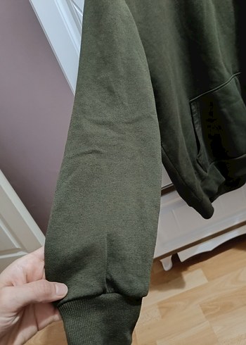 haki Kadın Kapüşonlu Rahat Sweatshirt - Görsel 2