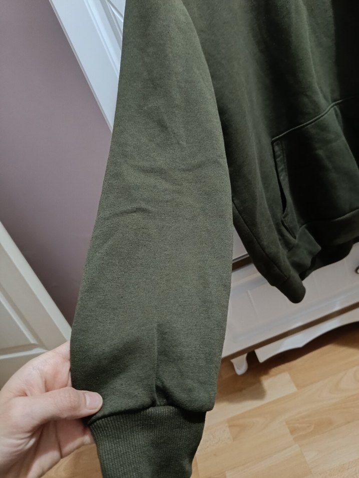 haki Kadın Kapüşonlu Rahat Sweatshirt - Görsel 2