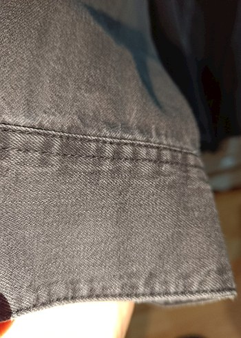 gri düğmeli erkek Denim kot gömlek - Görsel 2