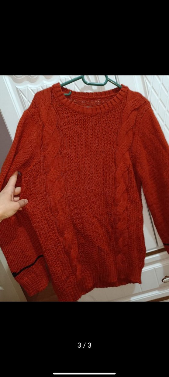 turuncu Örgü Kadın Kazak - Görsel 2