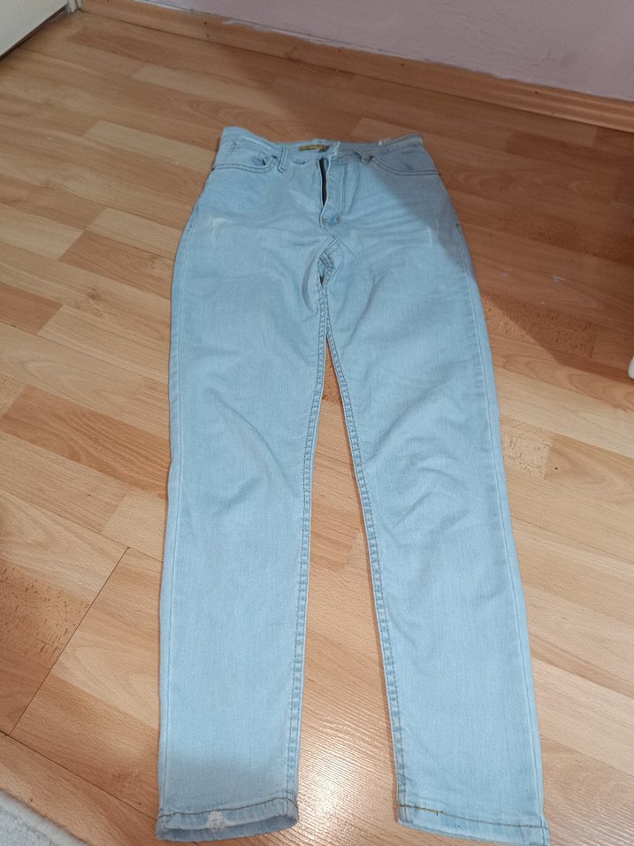 Kadın Pastel Mavi Midi Denim Pantolon - Görsel 2