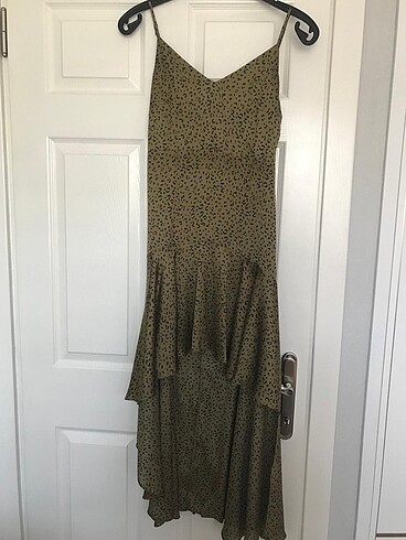 BSL Yesil leopar desenli elbise