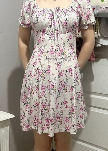 Çiçek Desenli Straplez Mini Bohem Elbise - Görsel 2