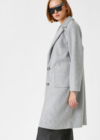 Gri Uzun Kadın Kaban - Görsel 2