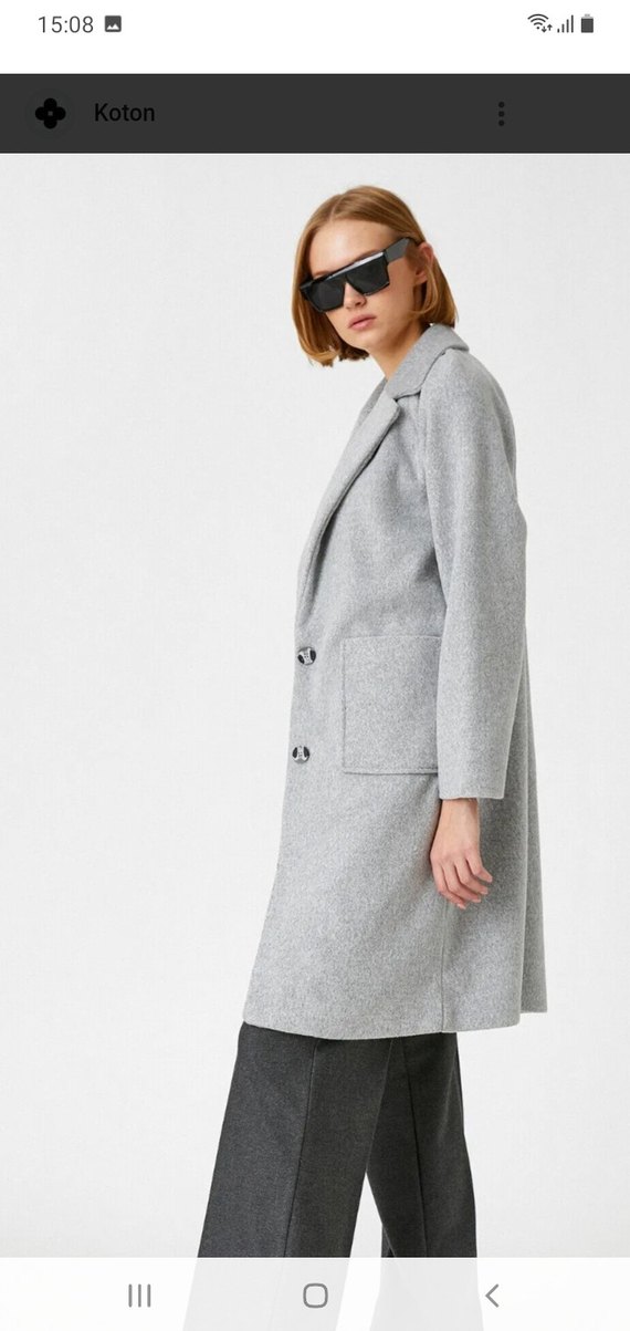 Gri Uzun Kadın Kaban - Görsel 2