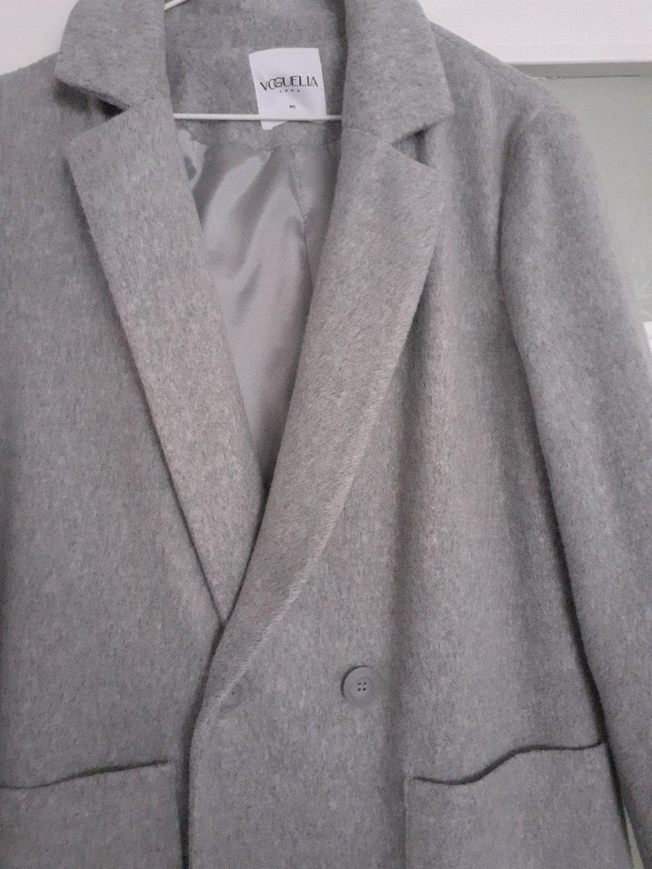 Gri Uzun Kadın Kaban - Görsel 4