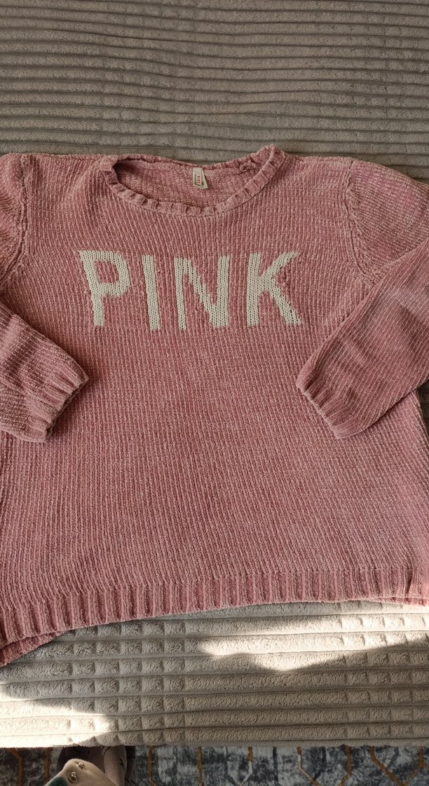 Pembe Örgü çocuk Kazak - Görsel 3