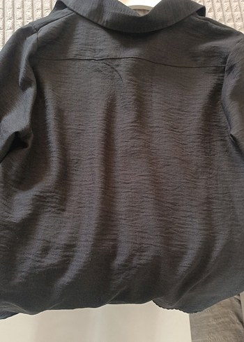 siyah  Keten Kadın Gömlek - Görsel 4