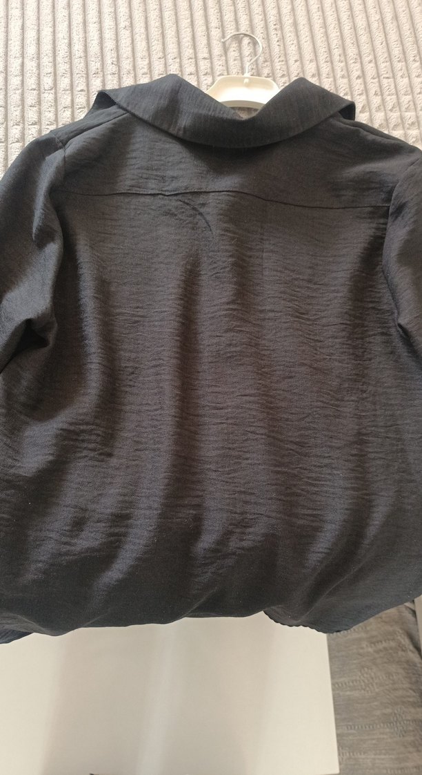 siyah  Keten Kadın Gömlek - Görsel 4