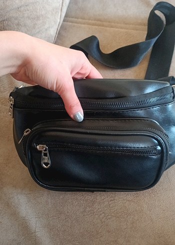 Siyah Deri Biker Bel Çantası - Görsel 2